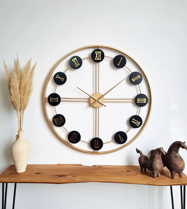 ساعت دیواری فلز دارای موتور آرام گرد کد H/486